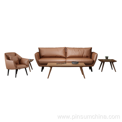 Modern l shaped leather sofa set furniture commercial office building sectional sofa with armchair